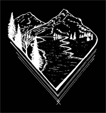 Dağ manzarası, ağaçlar, uzak mesafe için going Nehri resmi.