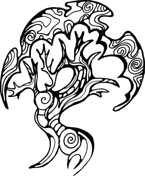 Illustrazione di un albero che cammina sulle radici. Albero della vita con ornamento . — Vettoriale Stock