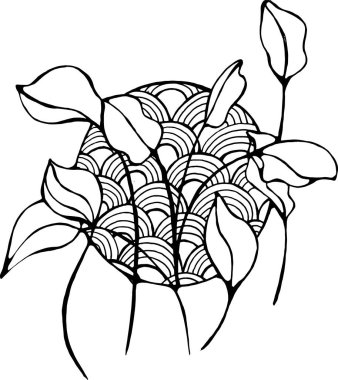 Arka planda bir çember oluşturun. Grafik şeklinde çiçekli illüstrasyon. Uçmak ve ilham.