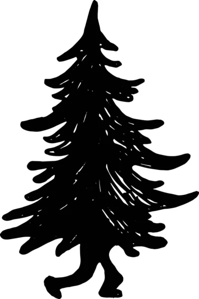 Ілюстрація ходячого різдвяного дерева з ногами. Нові роки казки. — стоковий вектор