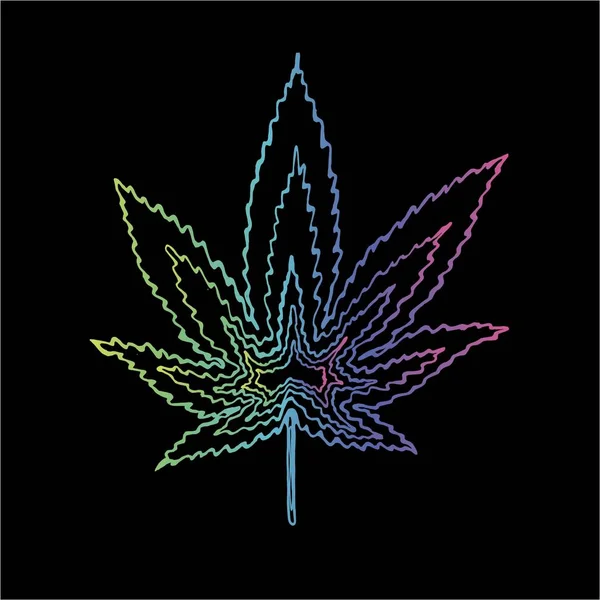 Color cannabis leaf illustration. The idea for a tattoo. — Stock Vector