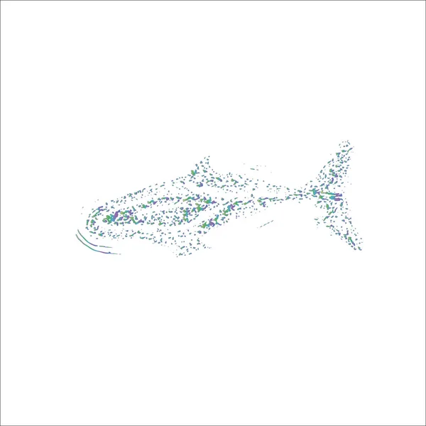 Illustrazione al neon di una balena sott'acqua in stile dotwork . — Foto Stock