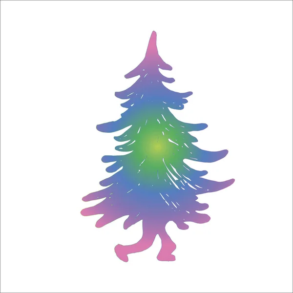 Color illustration of a walking Christmas tree with legs. New Years fairy tale. — стоковий вектор