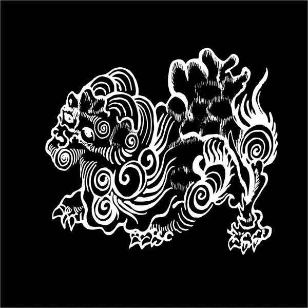 中国七彩的图解.中国独角兽狮子龙. — 图库矢量图片
