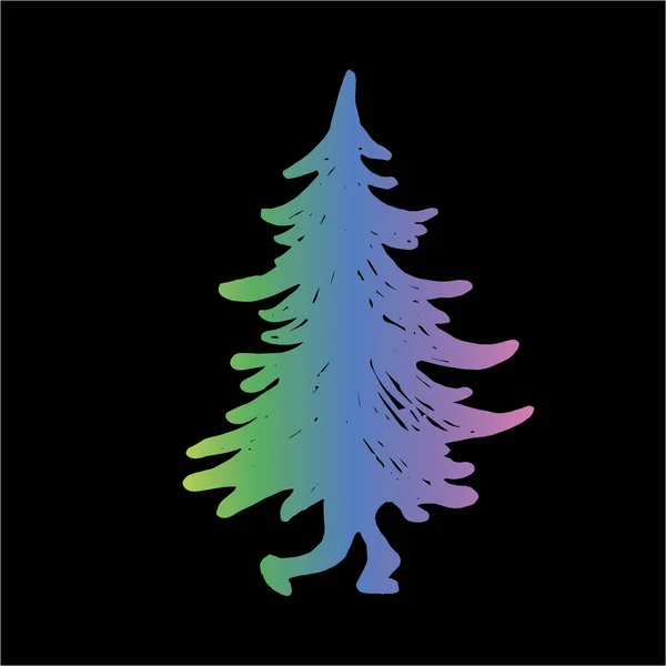 Color illustration of a walking Christmas tree with legs. New Years fairy tale. — стоковий вектор