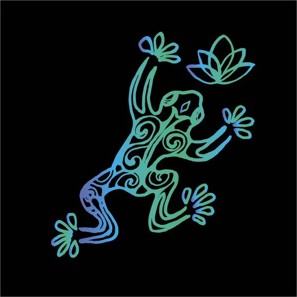Color illustration of a frog in a jump in ornamental style. Royaltyfria illustrationer