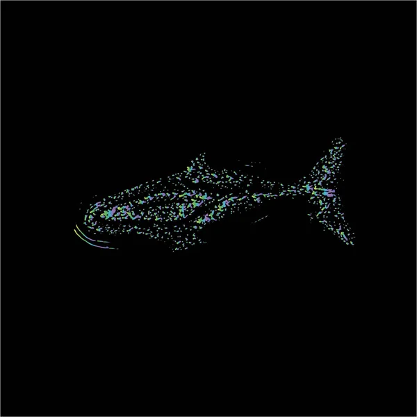 Ilustração a cores de uma baleia subaquática em um estilo dotwork . — Vetor de Stock