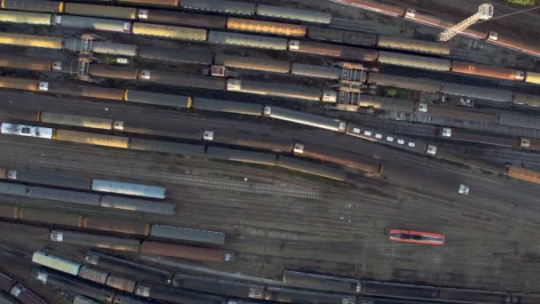 Aerial View Trains Platform Railway Station Hua Lamphong Bangkok Thailand — Stock Video