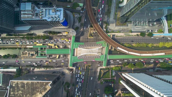 Bangkok, Tayland-Ocak 15, 2018, Chong Bangkok'un istasyonu havadan görünümü Sathon road Bangkok, Tayland