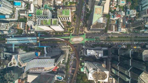 Bangkok, Tayland-Ocak 15, 2018, Chong Bangkok'un istasyonu havadan görünümü Sathon road Bangkok, Tayland