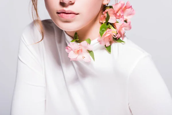 Attractive girl with lilies — Stock Photo