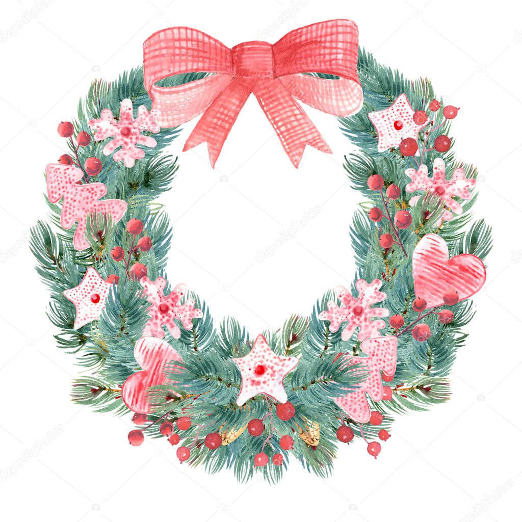 christmas wreath on door with stars