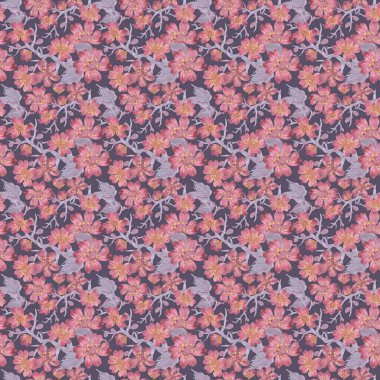 suluboya çiçek buketi oryantal kiraz desen çizim