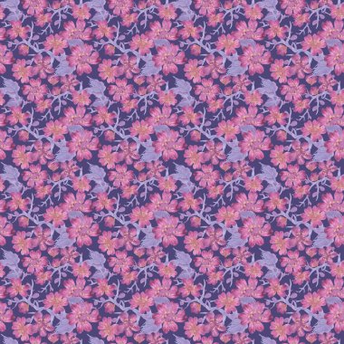 suluboya çiçek buketi oryantal kiraz desen çizim