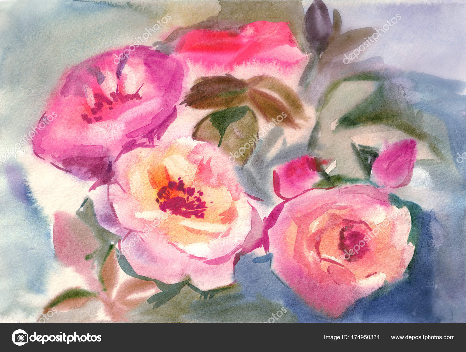 Aquarelle Dessin Bouquet Fleurs Photographie