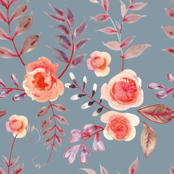 Watercolor Roses Pattern Illustration — Stock Photo, Image