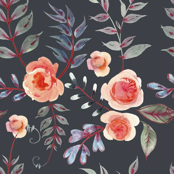 Акварельні Троянди Візерунок Ілюстрація — стокове фото