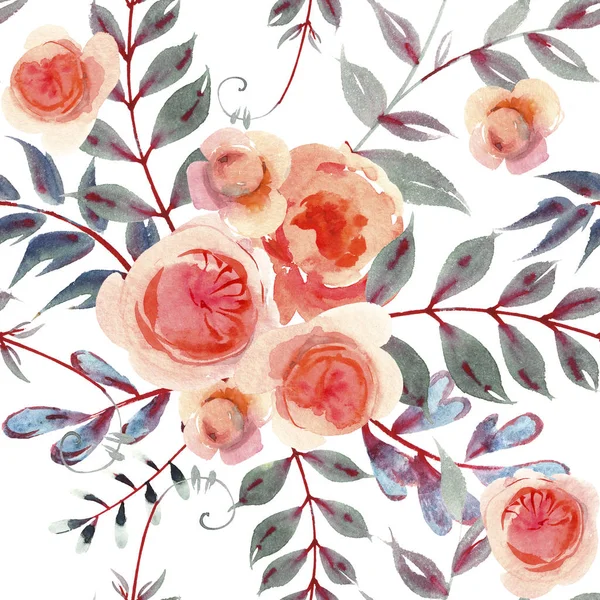Ilustracja Wzoru Akwarele Roses — Zdjęcie stockowe