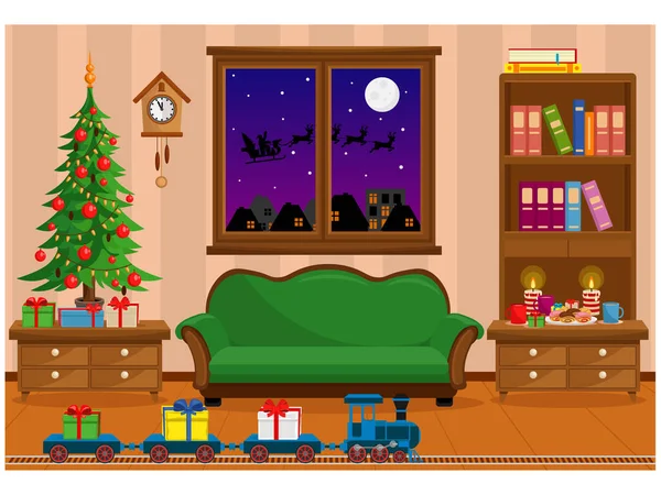 Vekil odası yeni yılı ve Noel 'i kutlamak için hazırlandı. Noel ağacı, mobilya ve bayram için ikramlarla dolu..