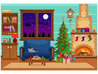 Vekil odası yeni yılı ve Noel 'i kutlamak için hazırlandı. Noel ağacı, mobilya ve bayram için ikramlarla dolu..