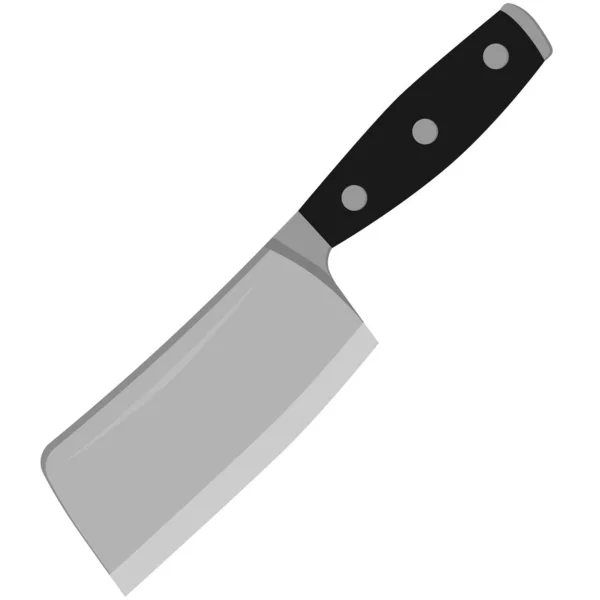 Nóż kuchenny do krojenia mięsa na białym, izolowanym tle. Wektor ilustracji na temat naczyń kuchennych. — Wektor stockowy