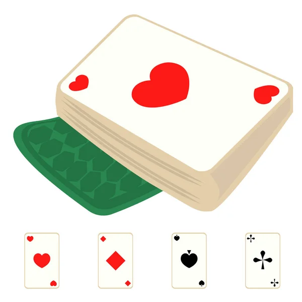 Baralho Cartas Vetor Definido Fundo Isolado Branco Sobre Tema Jogo — Vetor de Stock