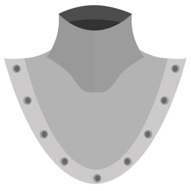 Boynunu ve göğsünü korumak için şövalye zırhı. Ortaçağ zırhı teması üzerine vektör illüstrasyonu.