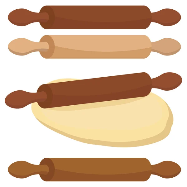 Kitchen Rolling Pin Vector Set Rolling Pins White Isolated Background — Stock Vector