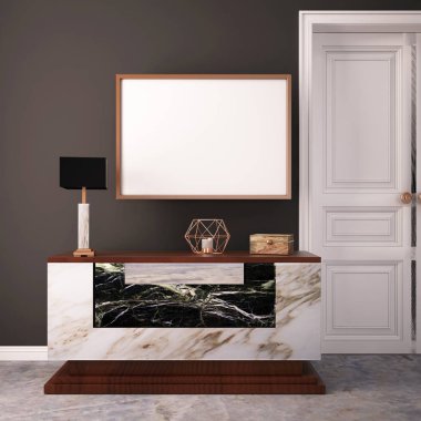 Sahte iç mermer standı ve vazo ile up