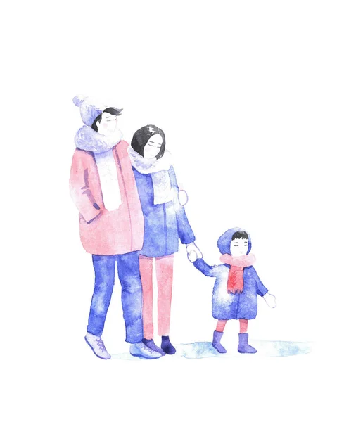 I love my family. Cute illustration with mother, father, son, daughter. Happy parents and children