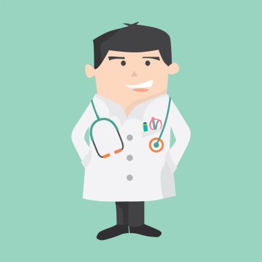 Düz tasarım erkek doktor Stand vektör çizim