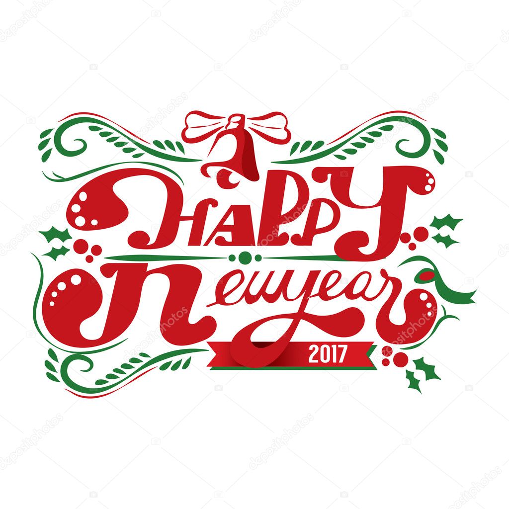 Happy New Year Hand Lettering Vector Illustration