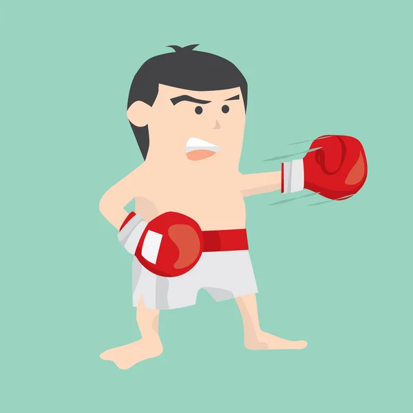 Boxing Male Cartoon Character Vector Illustration — Stockový vektor