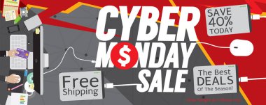Cyber Monday Sale 8000x3200 pixel Banner Vector Illustration clipart