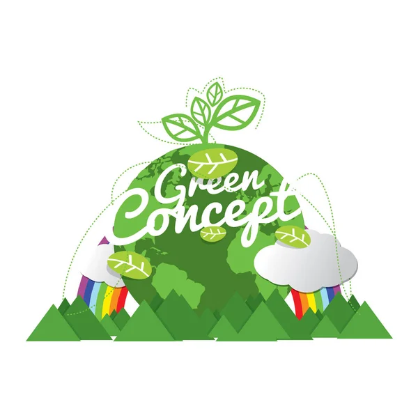 Pianeta ecologico Green Concept Vector Illustrazione — Vettoriale Stock