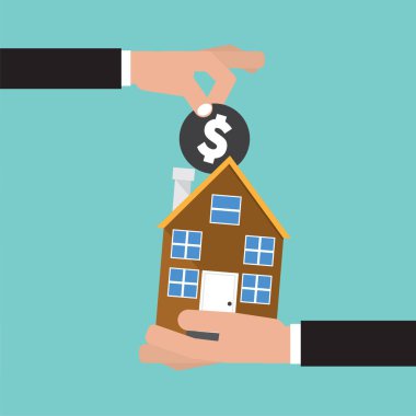 El vermek A House satın alma gayrimenkul kavramsal vektör için ben para