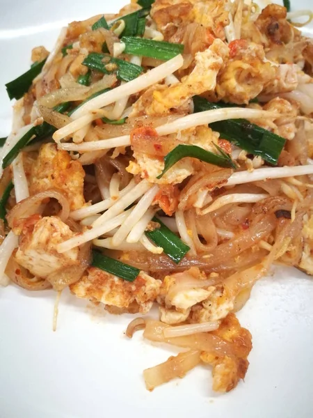 Pad Thai Stir Thai Noodle Popular Local Food Of Thailand Close Up Shot — Stock Photo, Image