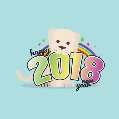 Sevimli köpek 2018 vektör çizim kutluyor