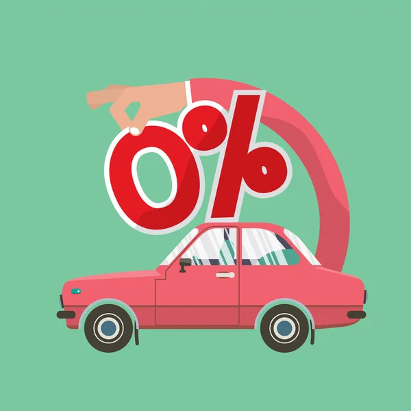 Μηδέν τοις εκατό αυτοκίνητο δάνειο διανυσματικά εικονογράφηση — Διανυσματικό Αρχείο