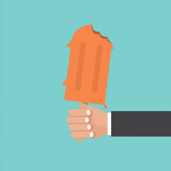 Hand met Popsicle vectorillustratie — Stockvector