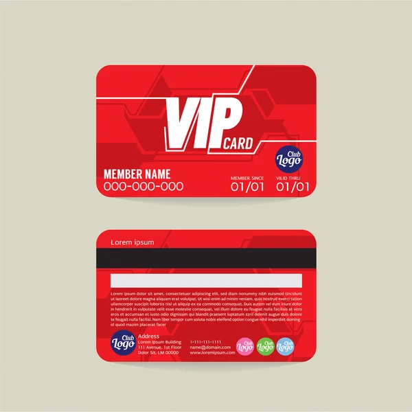 Modèle de carte de membre VIP avant et arrière Illustration vectorielle — Image vectorielle