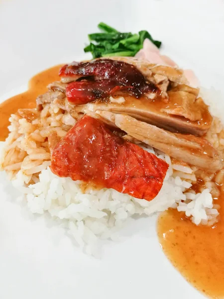 Close Up Of Rice With Roast Duck — Stock Photo, Image