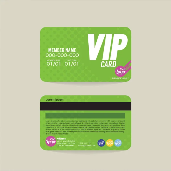 Modèle de carte de membre VIP avant et arrière Illustration vectorielle — Image vectorielle