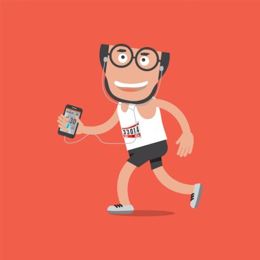 Adam spor aktivitesi ile çalışan uygulama vektör çizim izleme