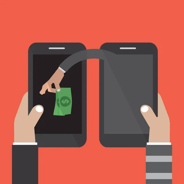 Illustration vectorielle de vol d'argent bancaire mobile — Image vectorielle