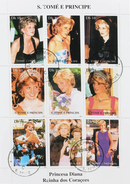 Stamps Printed In Thailand, Set Of Stamps Showing Nine Stamps With Pictures Of Diana Princess of Wales — Stock Image Stamps Printed In Thailand, Set Of Stamps Showing Nine Stamps With Pictures Of Diana Princess of Wales Royalty Free Stock Photos