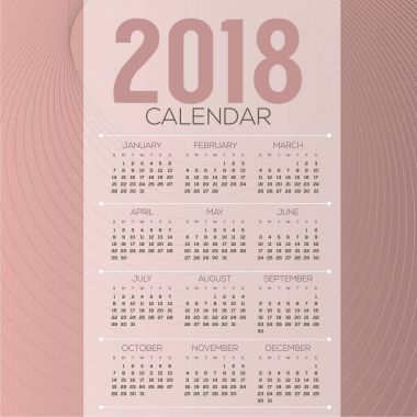 2018 soyut grafik yazdırılabilir takvim başlar Pazar illüstrasyon vektör