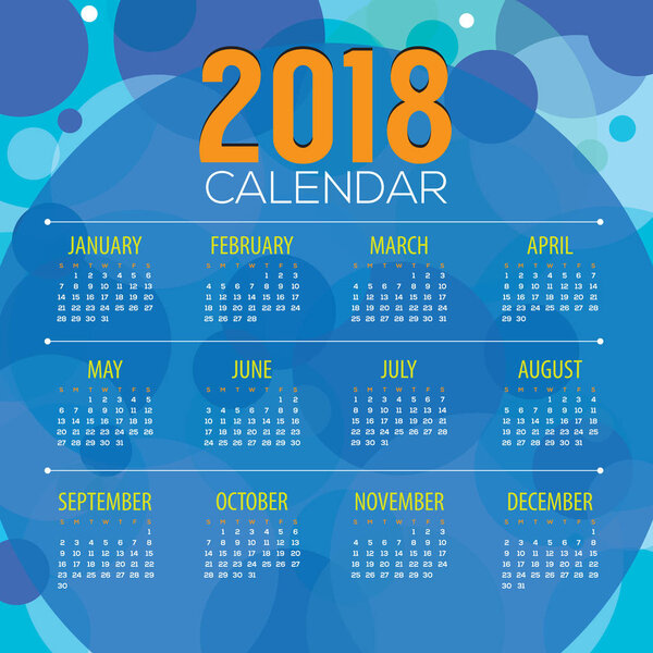 2018 Abstract Graphic Printable Calendar Starts Sunday Vector Illustration