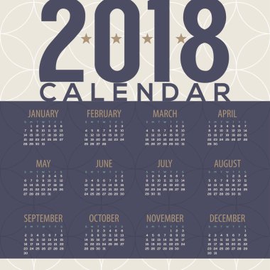 2018 geleneği desen yazdırılabilir takvim başlar Pazar illüstrasyon vektör