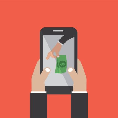 Mobil Bankacılık Para Çalma Vektör İllüstrasyonu